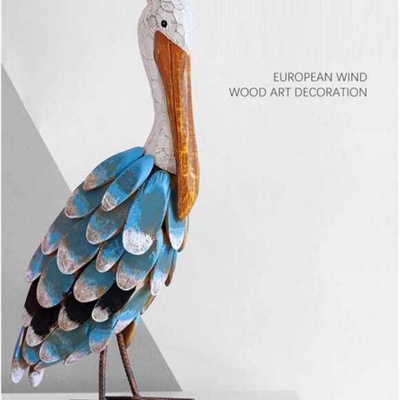 18 Inch wood and metal Pelican sclpture hand painted. 18inches tall. - Picture 2 of 6